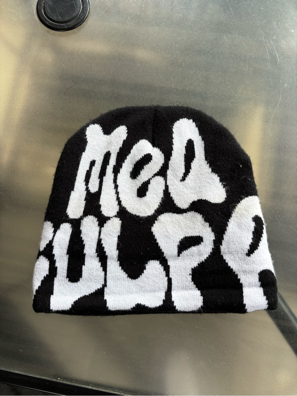 Black & White Graphic Beanie Hat